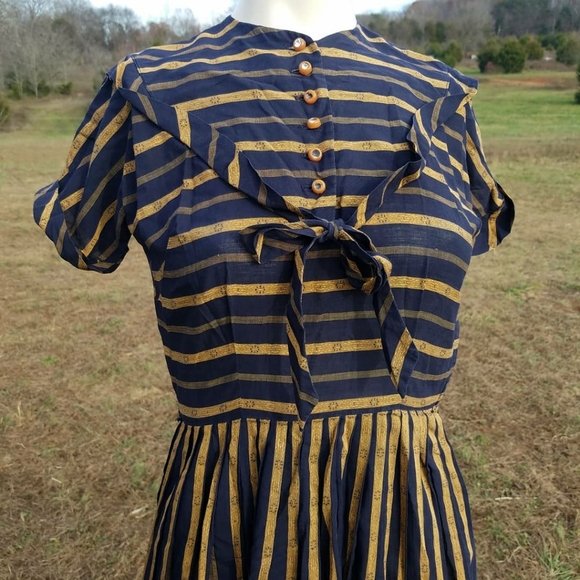 1940's Mindy Ross Fit Flare Dress XS 2 4 - Picture 5 of 8